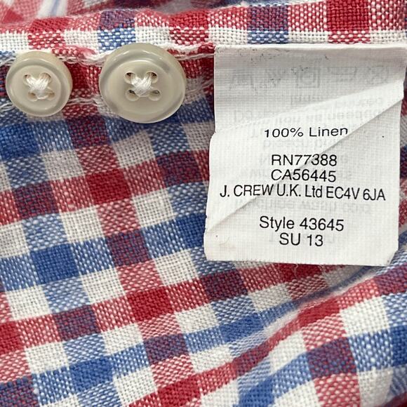 J. Crew Irish Linen Check Button Down Shirt Baird McNutt 43645 - Picture 5 of 6